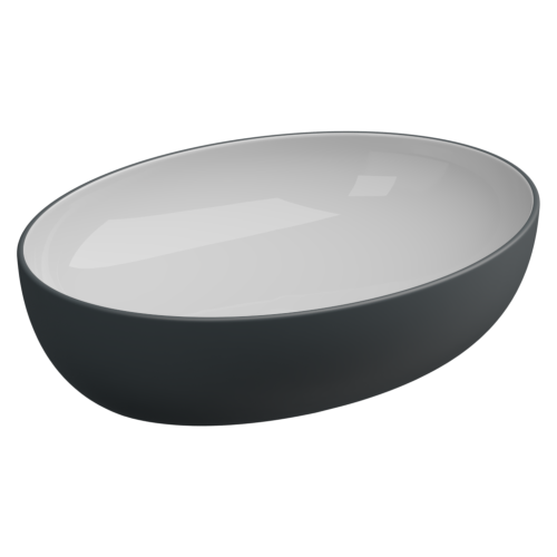 Раковина керамическая GSG Ceramic Design Easy EALAVOV55BI000/028 60х40 накладная цвет белый/черный без отверстий под смеситель