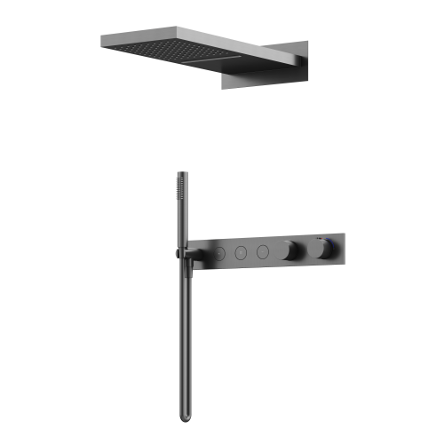 Душевая система Sancos Linn SC9023GG встраиваемая в стену цвет вороненая сталь с термостатом