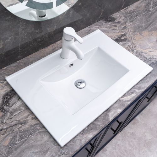 Раковина из сантехнического фарфора Melana 9070E-805 70х50 накладная цвет белый 1 отверстие под смеситель