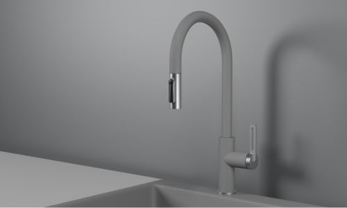 Смеситель для кухни Granula 8168, АЛЮМИНИУМ на мойку серый