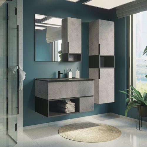 Зеркало-шкаф Comforty Франкфурт 00-00006504CF 90х80 подвесной цвет серый