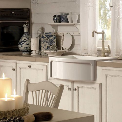 Кухонная мойка Kerasan Hanna Glasse 544101 75х55 цвет белый поверхность глянцевая