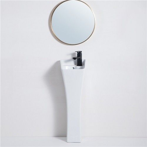 Раковина из сантехнического фаянса CeramaLux M9012 30х30 напольная цвет белый 1 отверстие под смеситель - фото 4