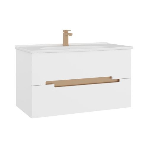 Тумба с раковиной Orka Lodi 5005886 100х50 подвесная цвет белый