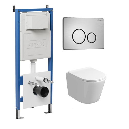 Инсталляция + кнопка смыва + унитаз Grossman Style 97.4477S.05.12M