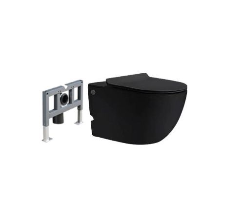 Унитаз подвесной SantiLine SL-5031MB цвет черный с сиденьем микролифт безободковый смыв воронка-водоворот