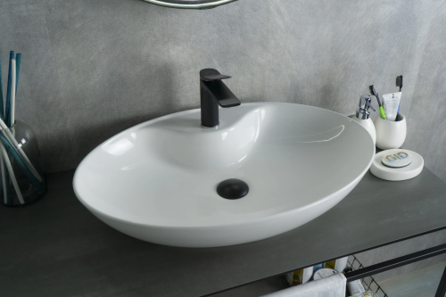 Раковина керамическая Gid Lago 51151 70х40 накладная цвет белый 1 отверстие под смеситель