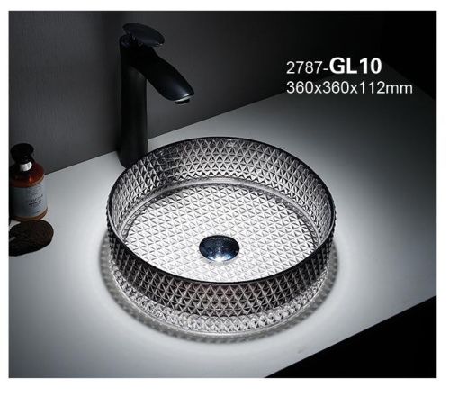 Раковина стеклянная CeramaLux GL10 40х40 накладная цвет прозрачный без отверстий под смеситель