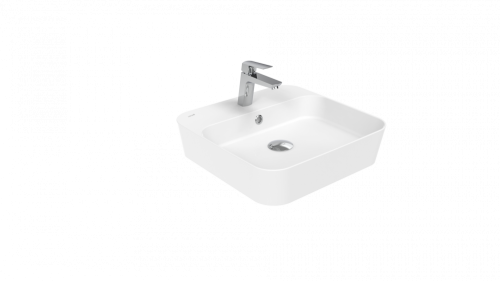 Раковина из сантехнического фарфора Creavit Loop LP046-00CB00E-0000 50х50 накладная цвет белый