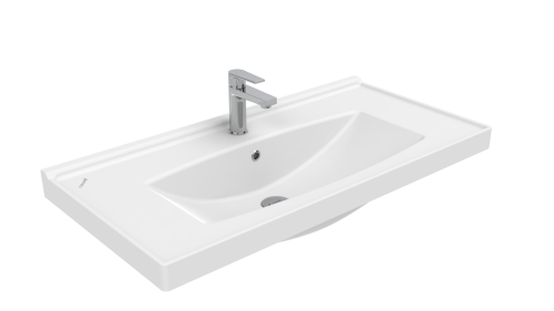 Раковина из сантехнического фарфора Creavit Sera TF200-00CB00E-0000 100х50 накладная цвет белый 1 отверстие под смеситель