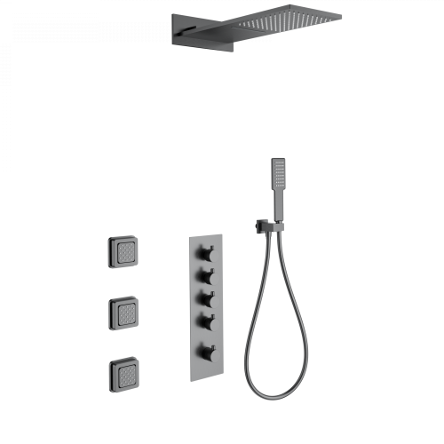 Душевая система Wonzon & Woghand WW-D4100-BGG встраиваемая в стену цвет серый с термостатом