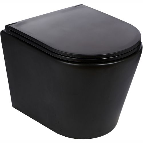 Унитаз подвесной WeltWasser 10000010282 черный с сиденьем микролифт безободковый смыв торнадо