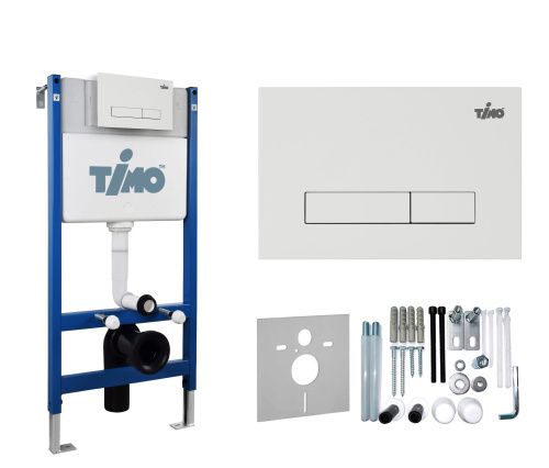 Инсталляция для унитаза и кнопка смыва механическая цвет белый Timo INARI TWC-01+FP-003W