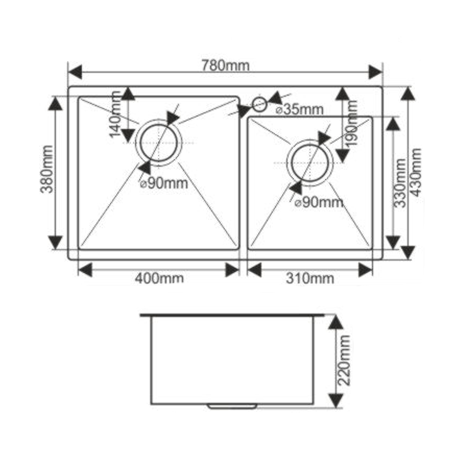 Кухонная мойка Melana ProfLine S7843H сатин 80х45 цвет хром поверхность полированная - фото 2