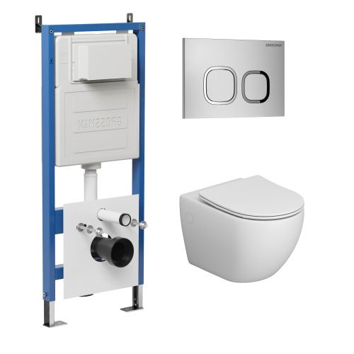 Инсталляция + кнопка смыва + унитаз Grossman Cosmo 97.4411S.02.110