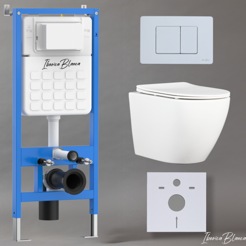 Комплект унитаз с инталляцией и клавишей смыва Iberica Blanca BILBAO ALTO IB001.BLA.231.111