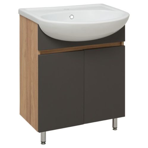 Тумба под раковину Runo ЛАДА 00-00001165 60х30 напольная цвет серый