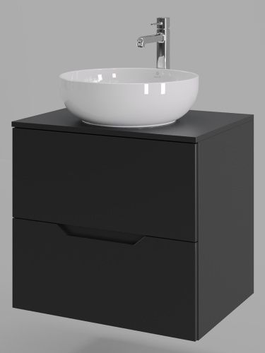 Тумба с раковиной Orange Line Li-60TubMDF+B07-420W 60х50 подвесная цвет черный