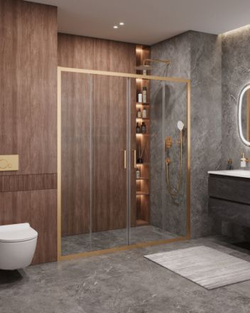 Душевая дверь Cezares MOLVENO MOLVENO-BF-2-170-C-BORO-IV 170х195 стекло прозрачное профиль золото