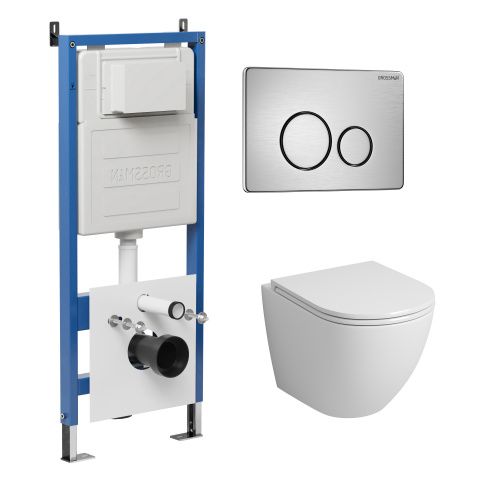 Инсталляция + кнопка смыва + унитаз Grossman Style 97.4455S.05.12M