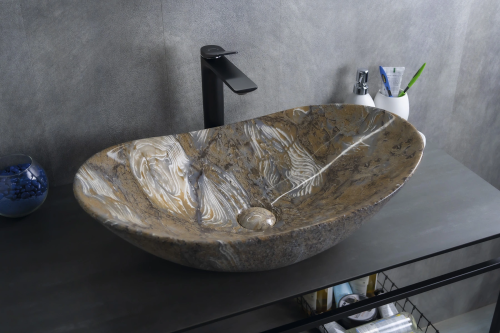 Раковина керамическая Gid Lago 54477 60х40 накладная цвет многоцветный без отверстий под смеситель