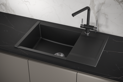 Кухонная мойка Granula 7807, ШВАРЦ 80х50 цвет черный поверхность матовая