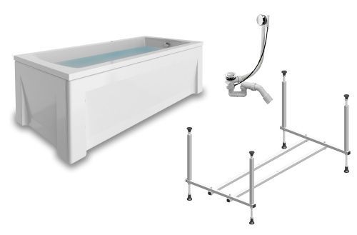 Ванна акриловая Timo RITTA RITTA1880-KT18-SPV1505-FP18H-TP80H 180х80 пристенная прямоугольная с каркасом