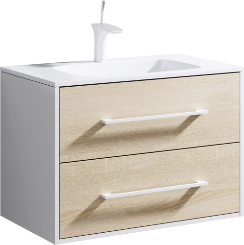 Тумба под раковину Aqwella Y MAI0175 80х50 подвесная цвет бежевый/белый