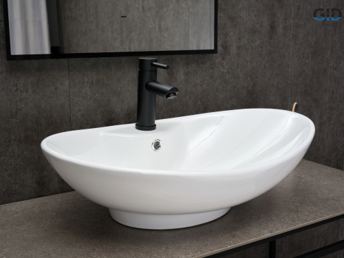 Раковина керамическая Gid Lago 51205 70х40 накладная цвет белый 1 отверстие под смеситель