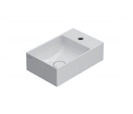 Раковина керамическая Globo T-EDGE B6R40BI 40х30 накладная цвет белый 1 отверстие под смеситель