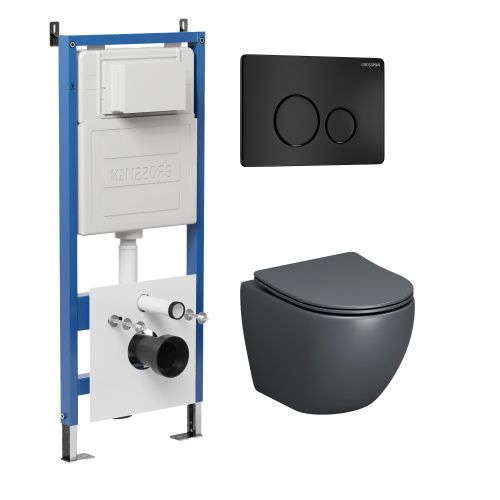 Инсталляция + кнопка смыва + унитаз Grossman Style 97.4455GMS.05.21M