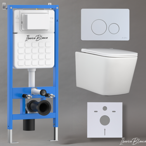 Комплект унитаз с инталляцией и клавишей смыва Iberica Blanca TOLEDO ALTO IB001.TLA.231.811