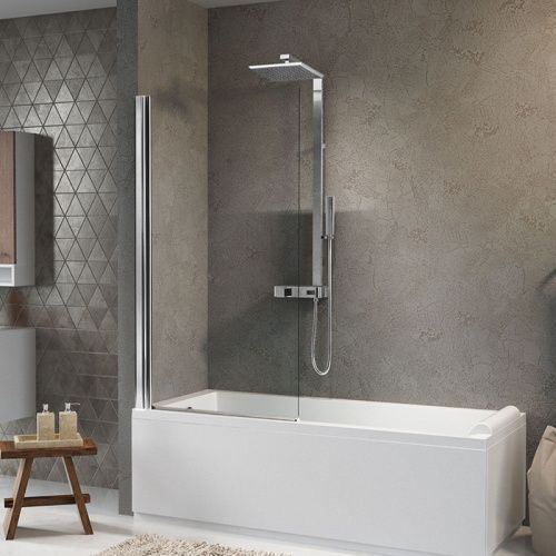 Душевая шторка на ванну Novellini Aurora AURORAN175-1K 75х150 стекло прозрачное профиль хром ориентация универсальная