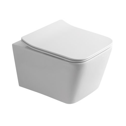 Унитаз подвесной WesnaArt Kubus 215-KUB13 белый с сиденьем микролифт безободковый смыв торнадо