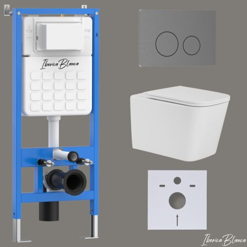 Комплект унитаз с инталляцией и клавишей смыва Iberica Blanca TOLEDO ALTO IB001.TLA.231.8180