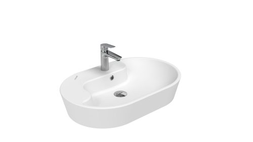 Раковина из сантехнического фарфора Creavit Topic TP172-00CB00E-0000 70х40 накладная цвет белый 1 отверстие под смеситель