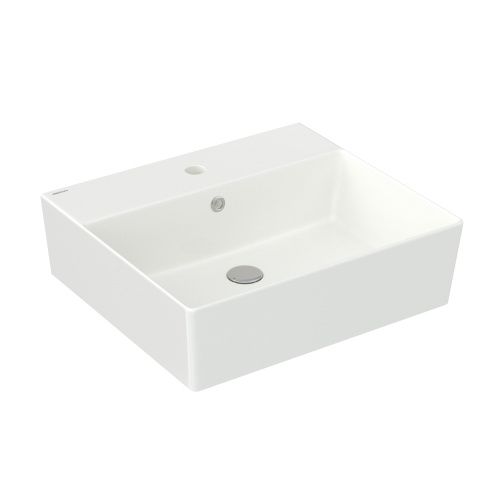 Раковина из сантехнического фарфора Berges Ego 182002 50х50 подвесная цвет белый 1 отверстие под смеситель