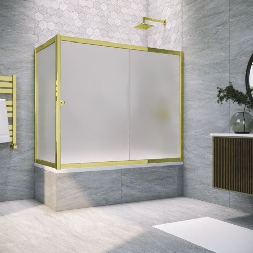 Душевая шторка на ванну Vegas-Glass ZV+ZVF TUR+NOVO ZV+ZVF TUR NOVO 190*90 09 10 190х140 стекло матовое профиль золото ориентация универсальная