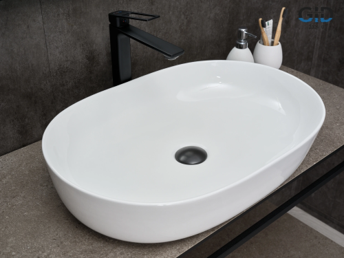 Раковина керамическая Gid Lago 51204 60х40 накладная цвет белый без отверстий под смеситель