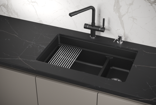 Кухонная мойка Granula Kitchen Space 7304U, ШВАРЦ 75х45 цвет черный поверхность матовая