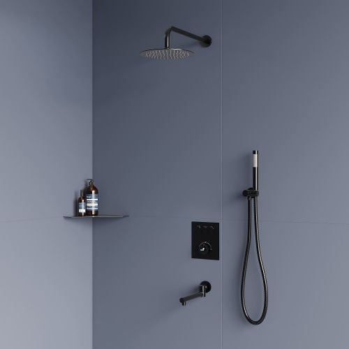 Душевая система RGW Shower Panels 511408370-04 встраиваемая в стену цвет черный с термостатом