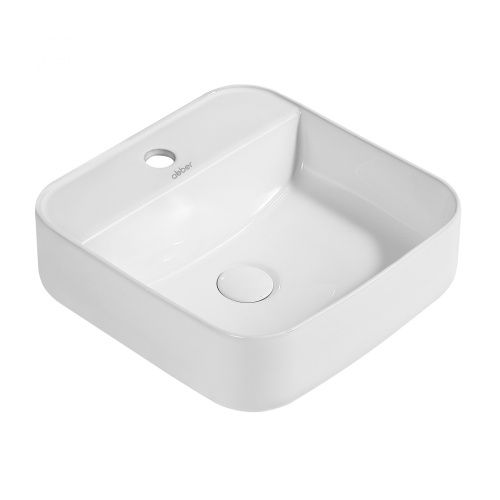 Раковина из сантехнического фаянса Abber RECHTECK AC2215 40х40 накладная цвет белый 1 отверстие под смеситель