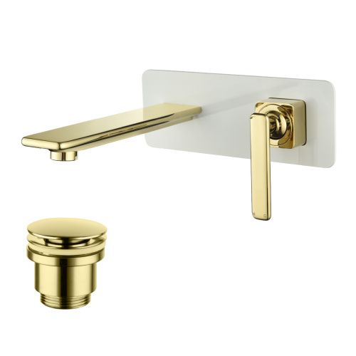 Смеситель для раковины LeMark Mista LM6426WG встраиваемый в стену белый/золото