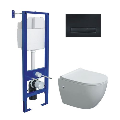 Комплект унитаз с инталляцией и клавишей смыва Berges АТОМ Line 042445