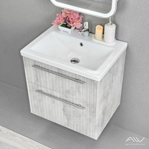Тумба с раковиной Alavann Emma ALV1166000 60х50 подвесная цвет серый