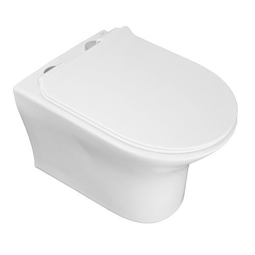 Унитаз подвесной Azario FRETTA ROUND AZ-2617E белый с сиденьем микролифт безободковый каскадный смыв