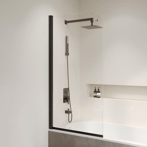 Душевая шторка на ванну RGW Screens 06110908-14 80х150 стекло прозрачное профиль черный ориентация универсальная