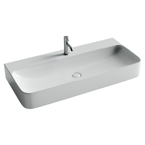 Раковина из сантехнического фарфора Ceramica Nova AURA CN2007 100х50 подвесная цвет белый 1 отверстие под смеситель