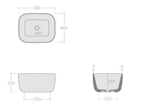 Раковина из сантехнического фарфора Galassia Lola 7500 50х40 накладная цвет белый - фото 4