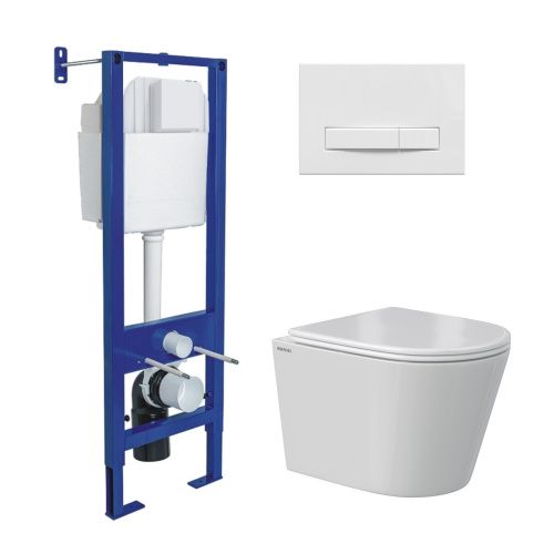 Комплект унитаз с инталляцией и клавишей смыва Berges АТОМ Line 043383